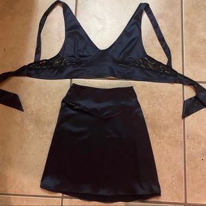 Free People - Black Silk Two Piece Set